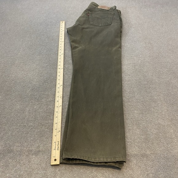 vtg Y2K Levi's 501 Jeans Mens 36 Fits 34x32 Olive Denim Distressed Straight - Picture 9 of 11